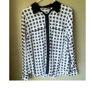 Michael Kors Size Large Black and White Blouse